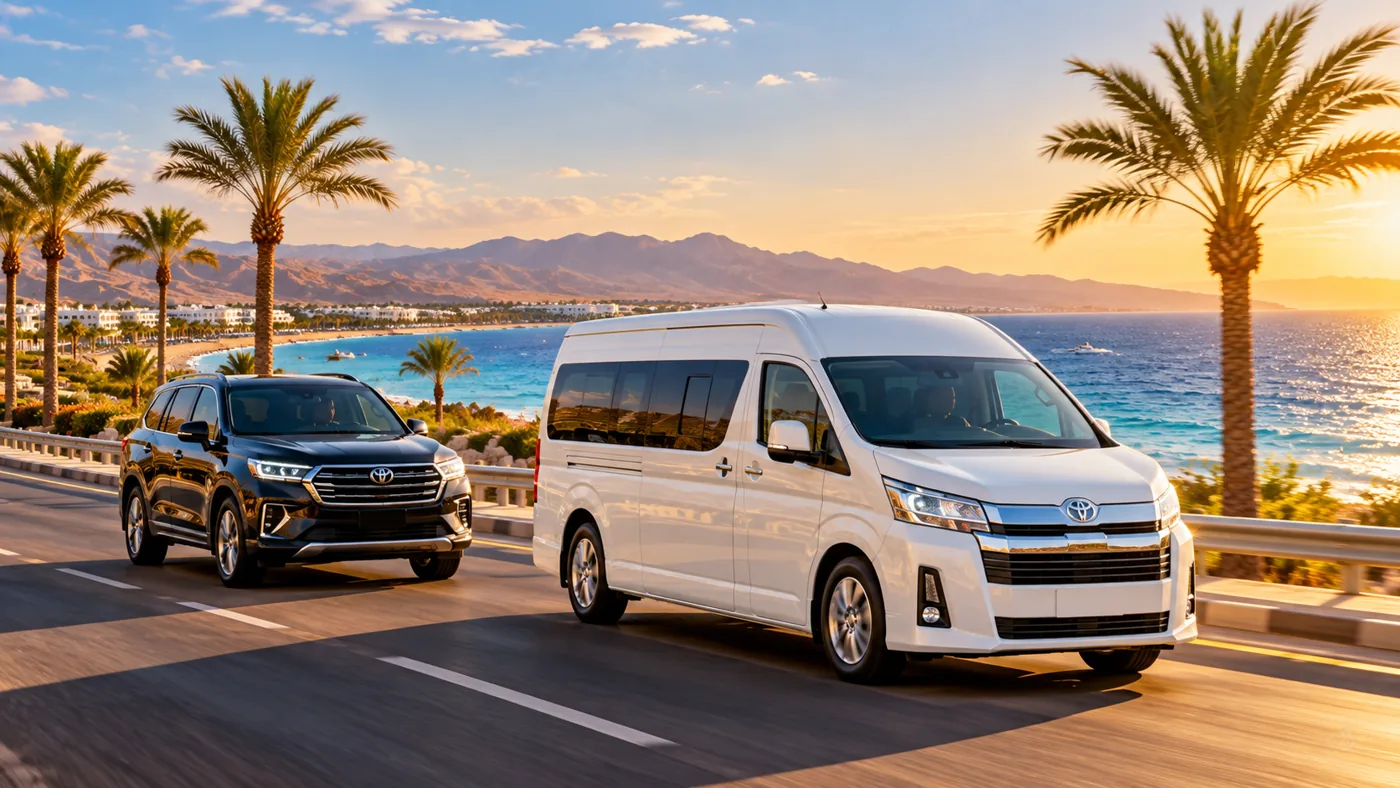 Illustrative private transfer on coastal road